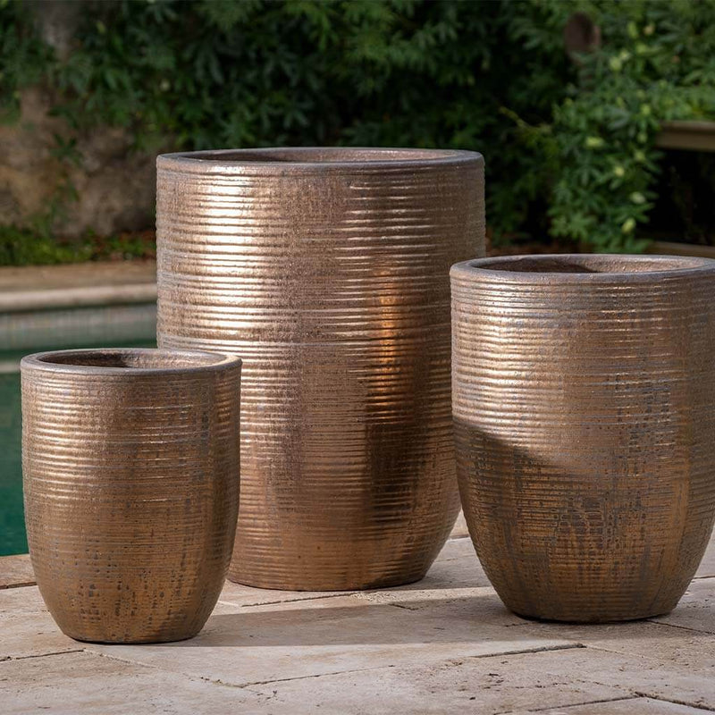 Campania International Riga Planter in Bronze set of 3