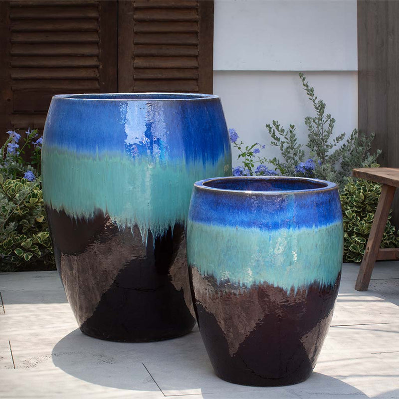 Campania International Cabana Planter in Running Blue Brown set of 2