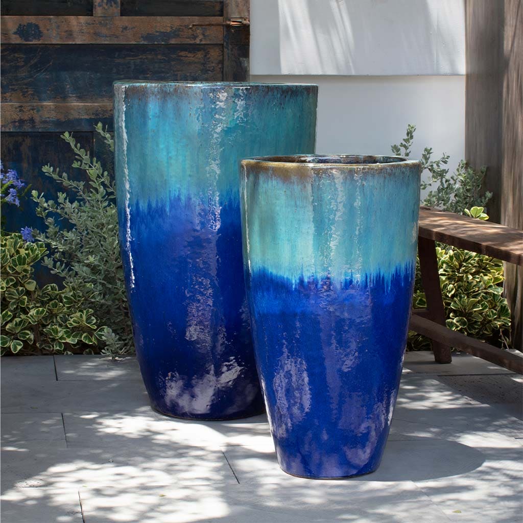 large aqua planter pots Campania International | Havana Planter Set in Running Aqua