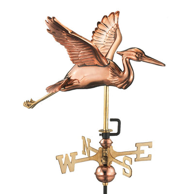 Good Directions Blue Heron Garden Weathervane in Pure Copper with Garden Pole