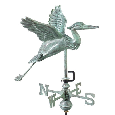 Good Directions Blue Heron Garden Weathervane in Blue Verde Copper with Garden Pole