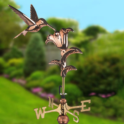 Good Directions Hummingbird Garden Weathervane in Pure Copper with Garden Pole