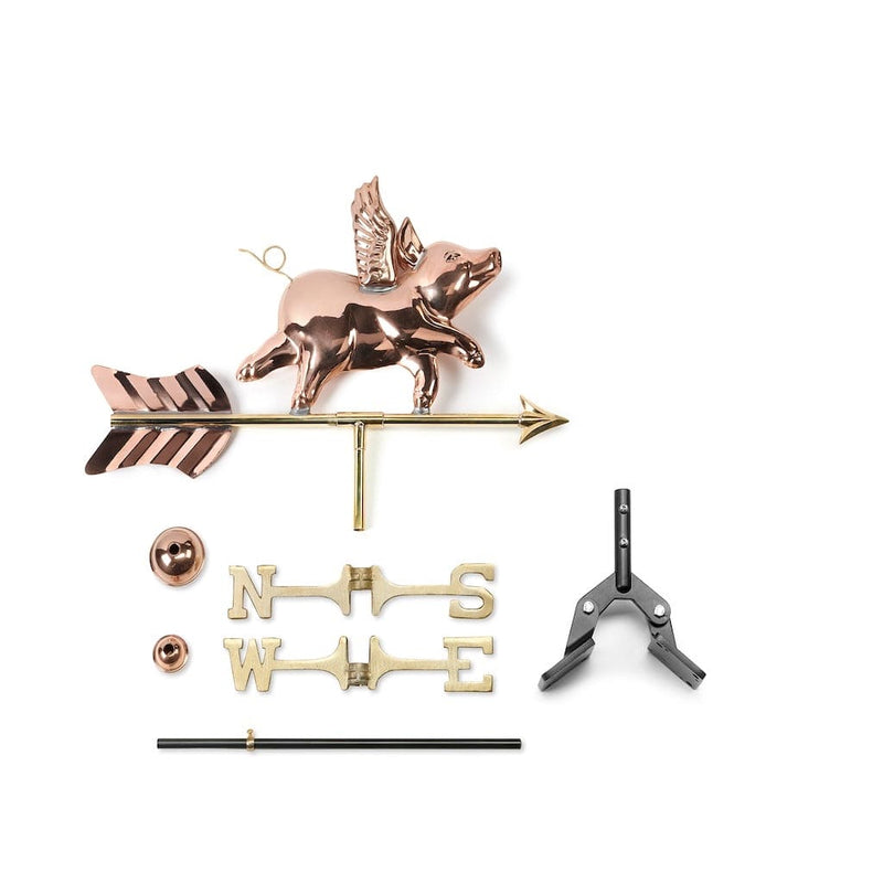 Good Directions Flying Pig Cottage Weathervane in Pure Copper with Roof Mount