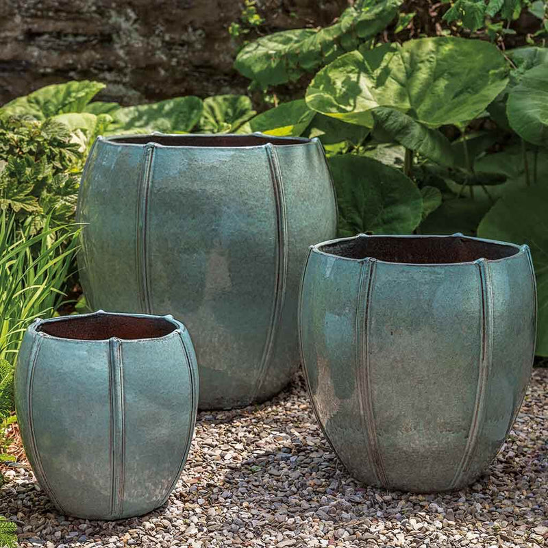 Campania International Rib Vault Planter in French Green set of 3