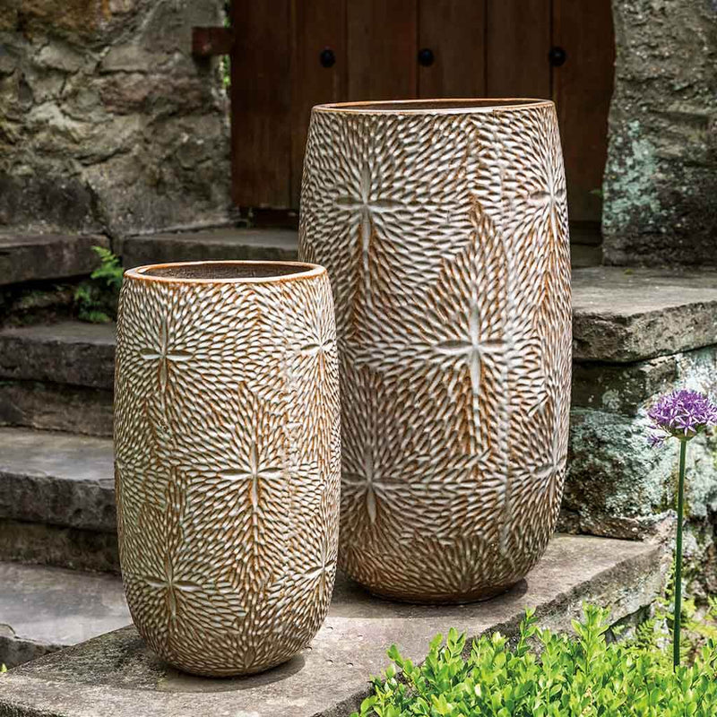 Campania International Sand Dollar Tall Planter in Cafe Au Lait set of 2