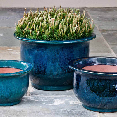 Campania International Alegre Planter in Indigo Rain set of 3