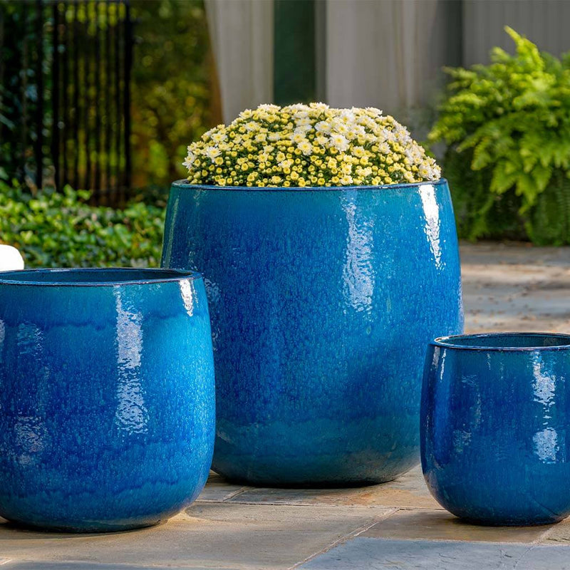 Campania International Potrero Planter in Cerulean Blue set of 3