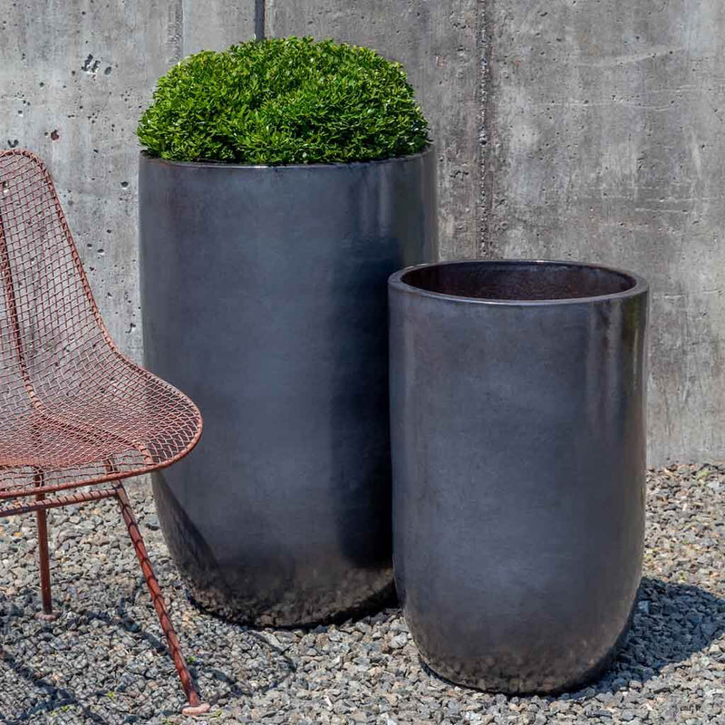 Campania International Cole Planter in Metal Grey set of 2