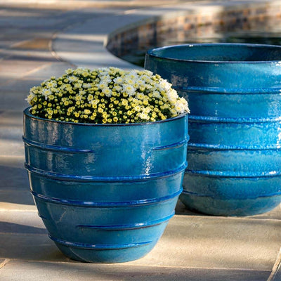 Campania International Logis Short Planter in Cerulean Blue set of 2
