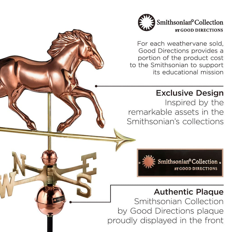 Good Directions Smithsonian Running Horse Weathervane in Pure Copper