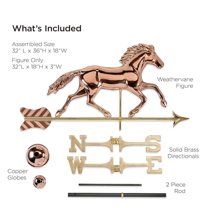 Good Directions Smithsonian Running Horse Weathervane in Pure Copper