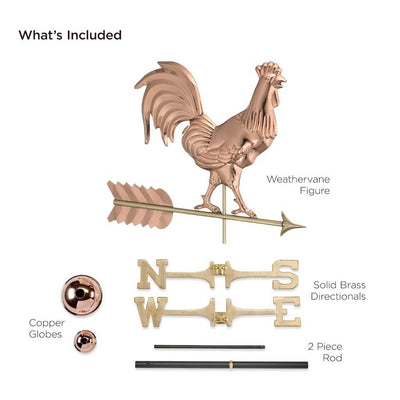 Good Directions Smithsonian Rooster Weathervane in Pure Copper