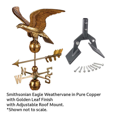 Good Directions Smithsonian Eagle Weathervane in Pure Copper with Golden Leaf Finish