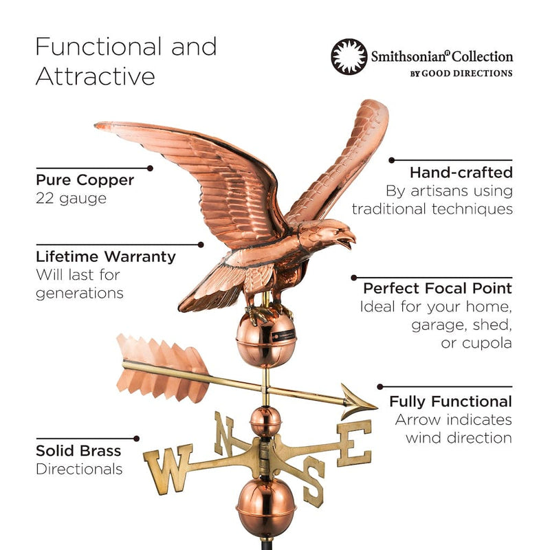 Good Directions Smithsonian Eagle Weathervane in Pure Copper