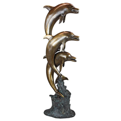 Triple Leaping Dolphins Cast Bronze Garden Statue by Design Toscano