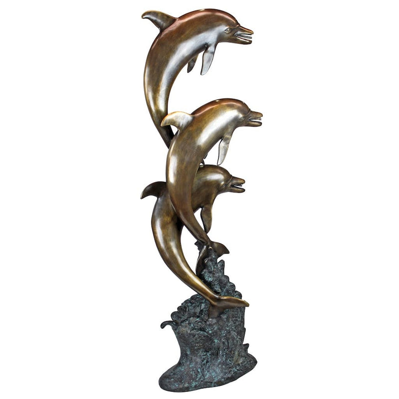 Triple Leaping Dolphins Cast Bronze Garden Statue by Design Toscano