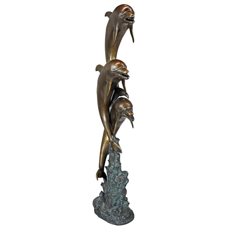 Triple Leaping Dolphins Cast Bronze Garden Statue by Design Toscano