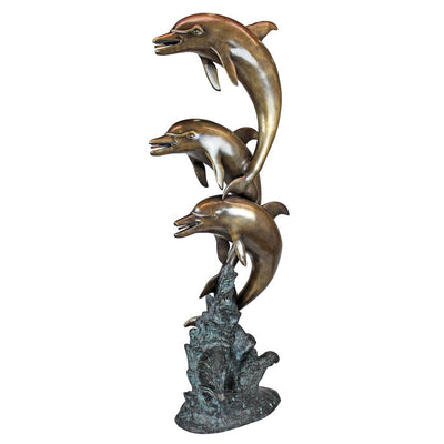 Triple Leaping Dolphins Cast Bronze Garden Statue by Design Toscano