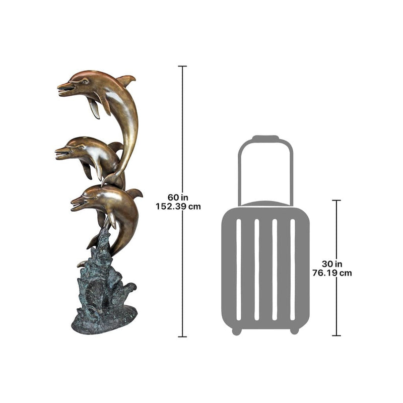 Triple Leaping Dolphins Cast Bronze Garden Statue by Design Toscano