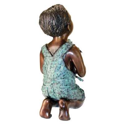 New Friend, Boy with Frog Cast Bronze Garden Statue by Design Toscano