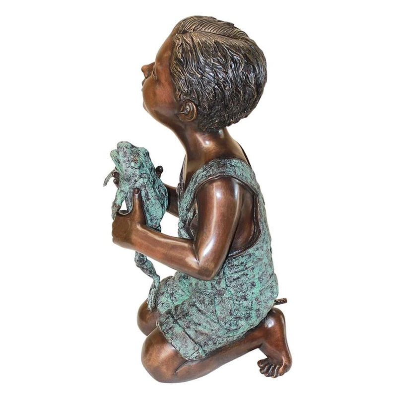 New Friend, Boy with Frog Cast Bronze Garden Statue by Design Toscano