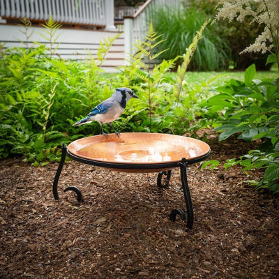 Good Directions 13 inch Freestanding Copper Bird Bath with Ground Stand