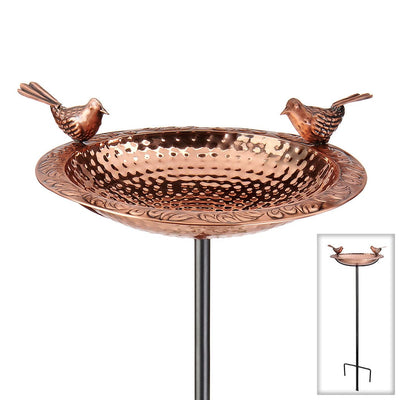 Good Directions 13 inch Pure Copper Bird Bath with Birds on Garden Pole