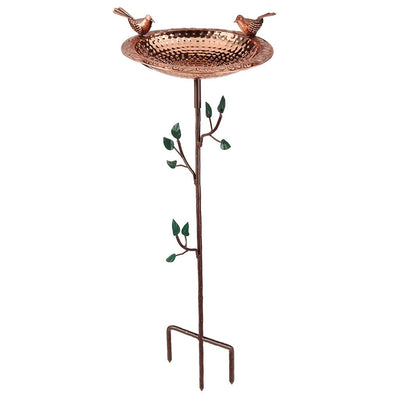 Good Directions 13 inch Pure Copper Bird Bath with Birds on Deco Garden Pole