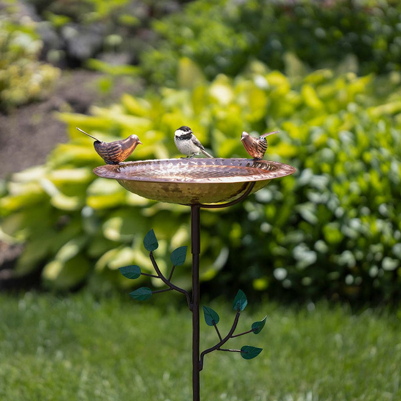 Good Directions 13 inch Pure Copper Bird Bath with Birds on Deco Garden Pole