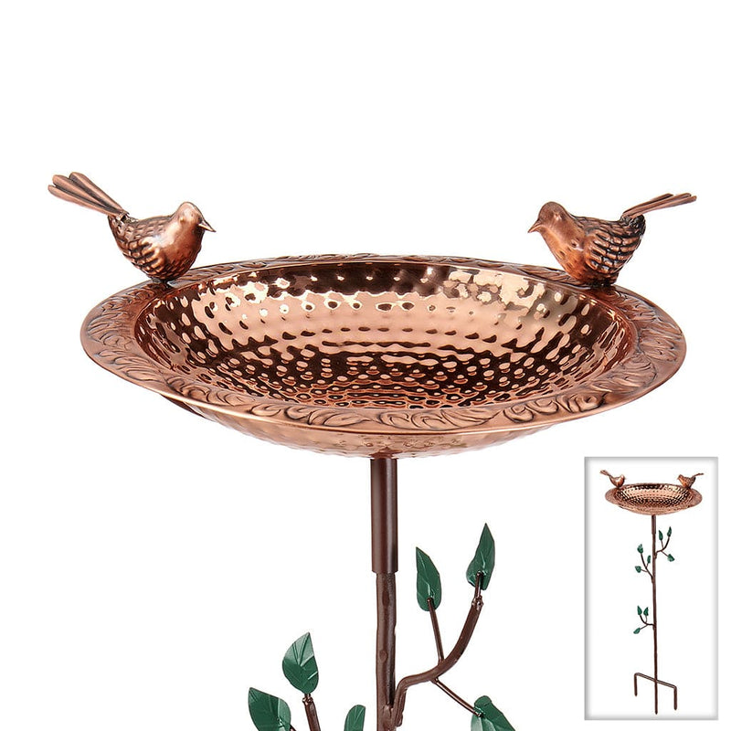 Good Directions 13 inch Pure Copper Bird Bath with Birds on Deco Garden Pole