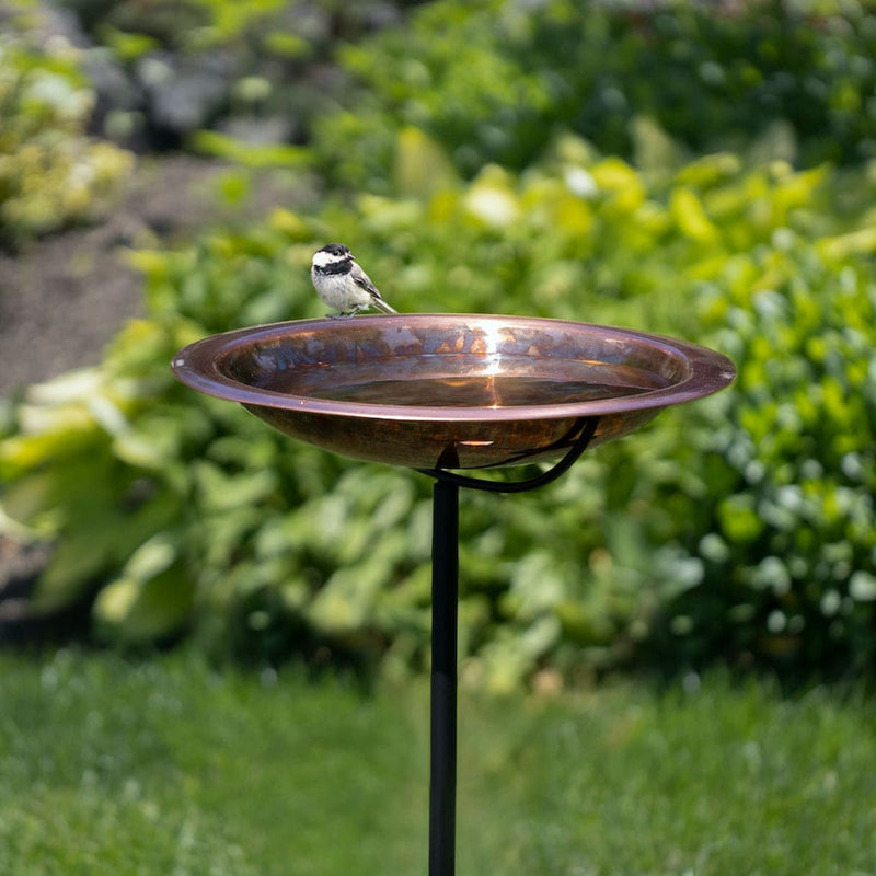 Good Directions 13 inch Fired Copper Bird Bath with Garden Pole
