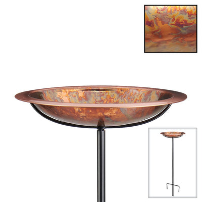 Good Directions 13 inch Fired Copper Bird Bath with Garden Pole