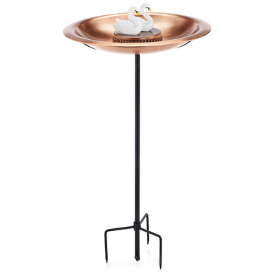 Good Directions 18 inch Matte Copper Bird Bath with Swans and Garden Pole