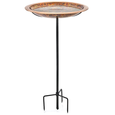 Good Directions 18 inch Fired Copper Bird Bath with Garden Pole