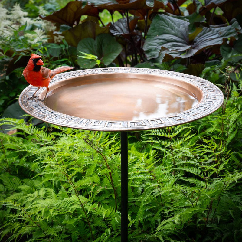 Good Directions 18 inch Greek-Inspired Copper Bird Bath with Garden Pole