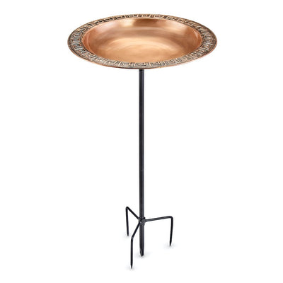 Good Directions 18 inch Greek-Inspired Copper Bird Bath with Garden Pole