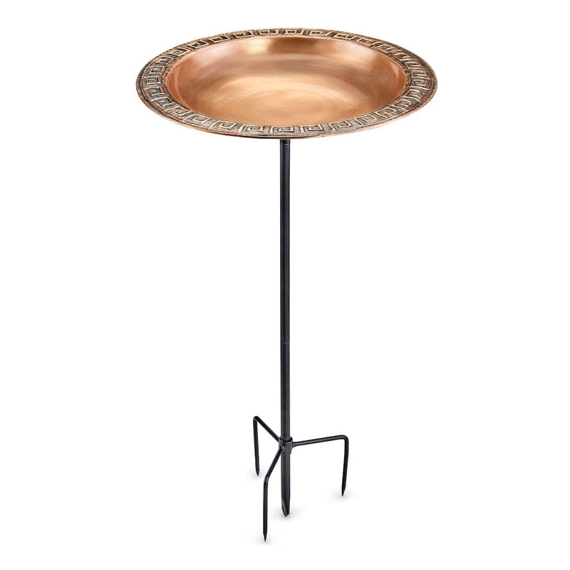 Good Directions 18 inch Greek-Inspired Copper Bird Bath with Garden Pole