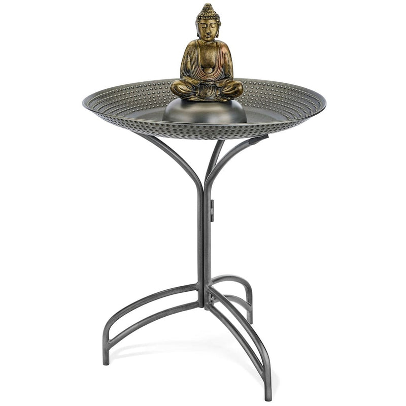 Good Directions 20 inch Pewter Copper Bird Bath with Buddha