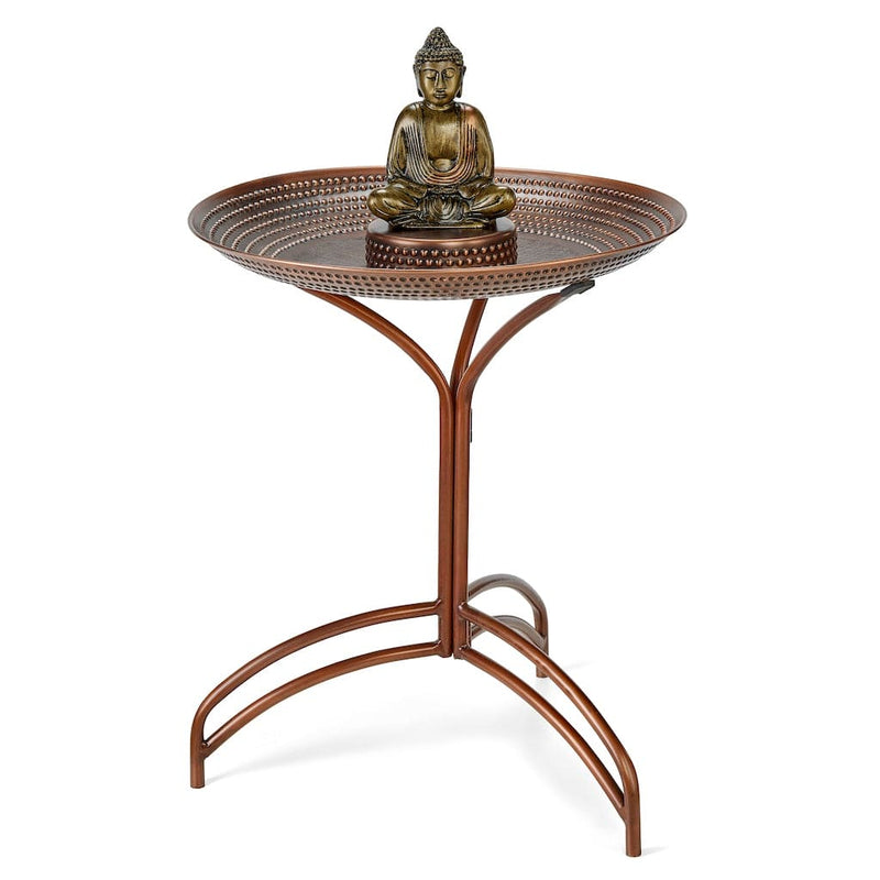 Good Directions 20 inch Copper Bird Bath with Buddha and Stand