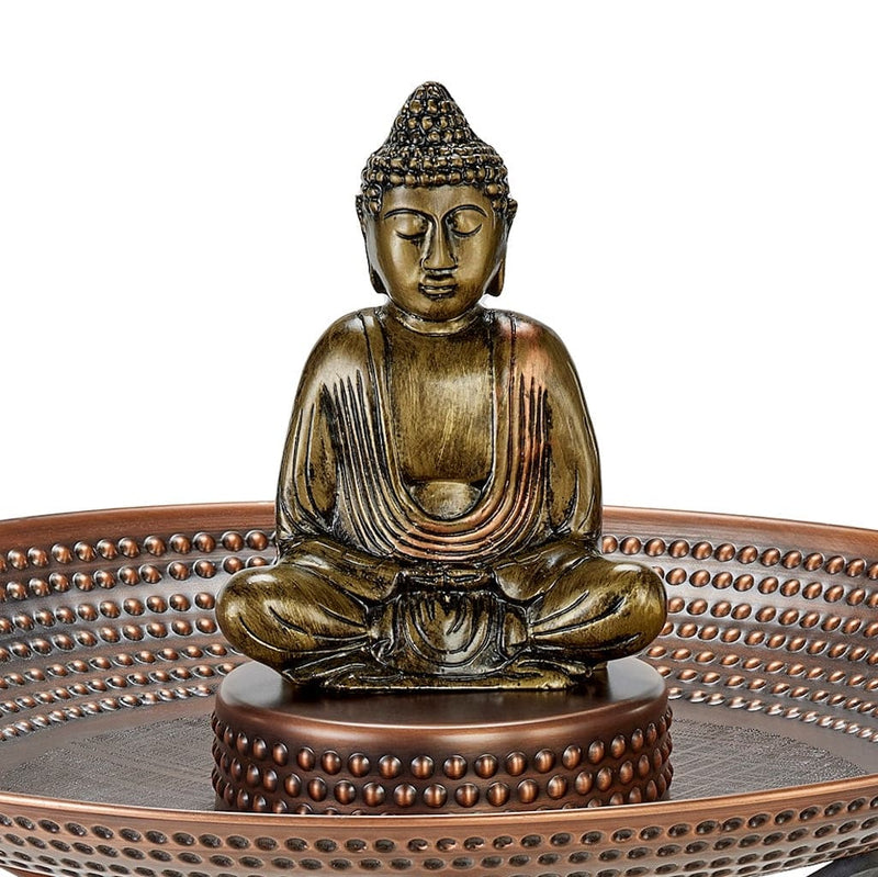 Good Directions 20 inch Copper Bird Bath with Buddha and Stand