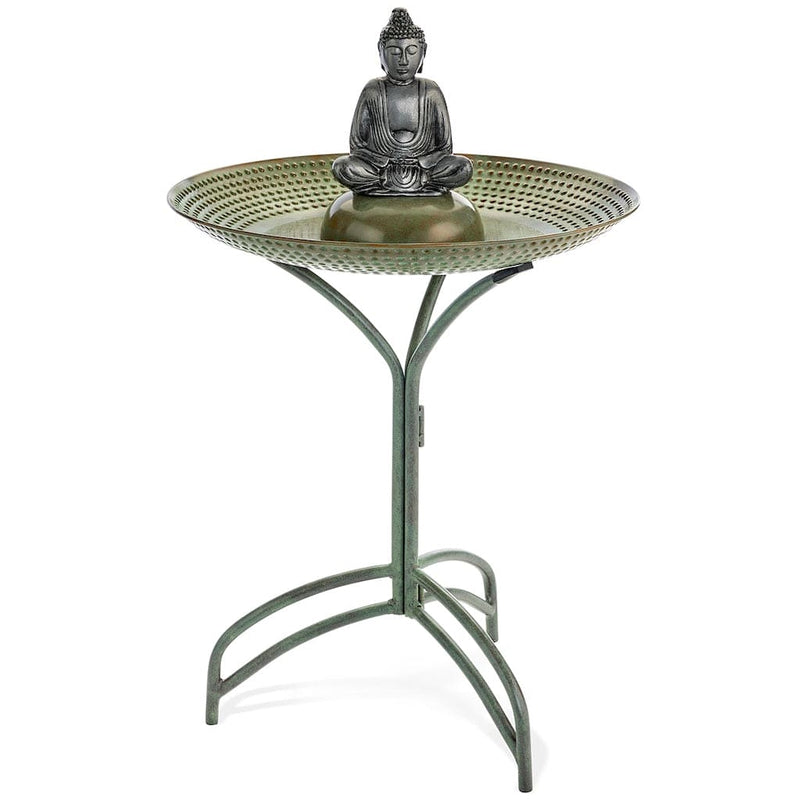 Good Directions 20 inch Blue Verde Copper Bird Bath with Buddha