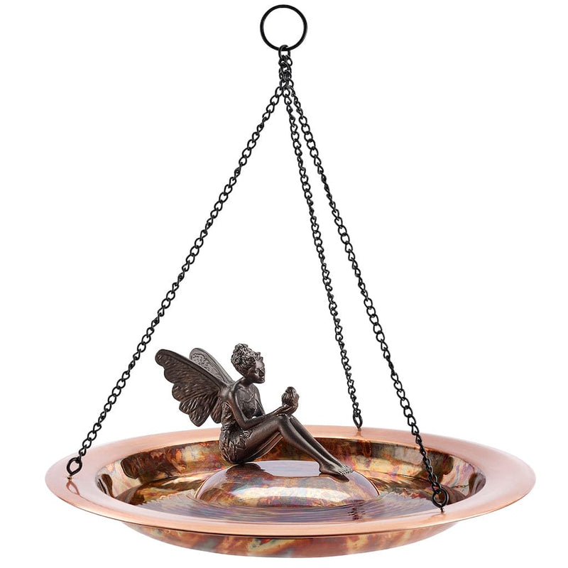 Good Directions 18 inch Hanging Fired Copper Bird Bath with Fairy