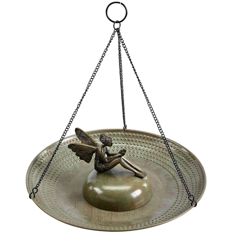 Good Directions 18 inch Hanging Blue Verde Copper Bird Bath with Fairy