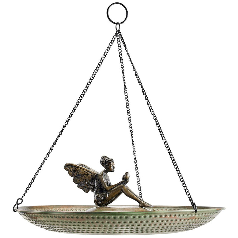 Good Directions 18 inch Hanging Blue Verde Copper Bird Bath with Fairy