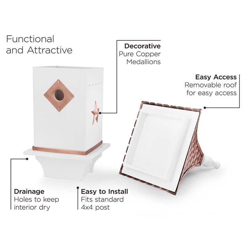 Good Directions Villa Bird House in White with Pure Copper Roof