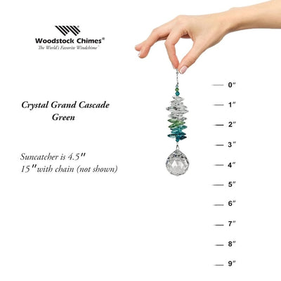 Crystal Grand Cascade Wind Chimes in Green by Woodstock Chimes