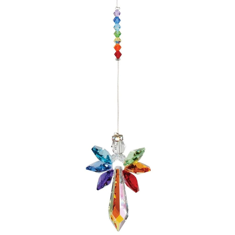 Crystal Guardian Angel in Large Wind Chimes with Chakra by Woodstock Chimes
