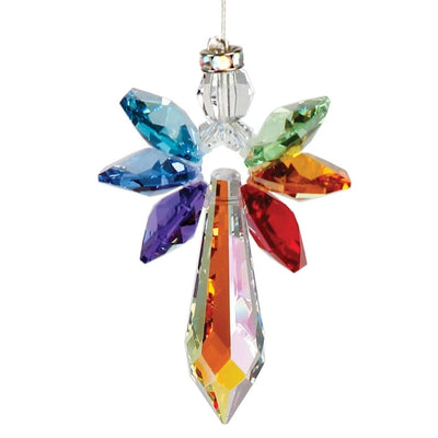 Crystal Guardian Angel in Large Wind Chimes with Chakra by Woodstock Chimes
