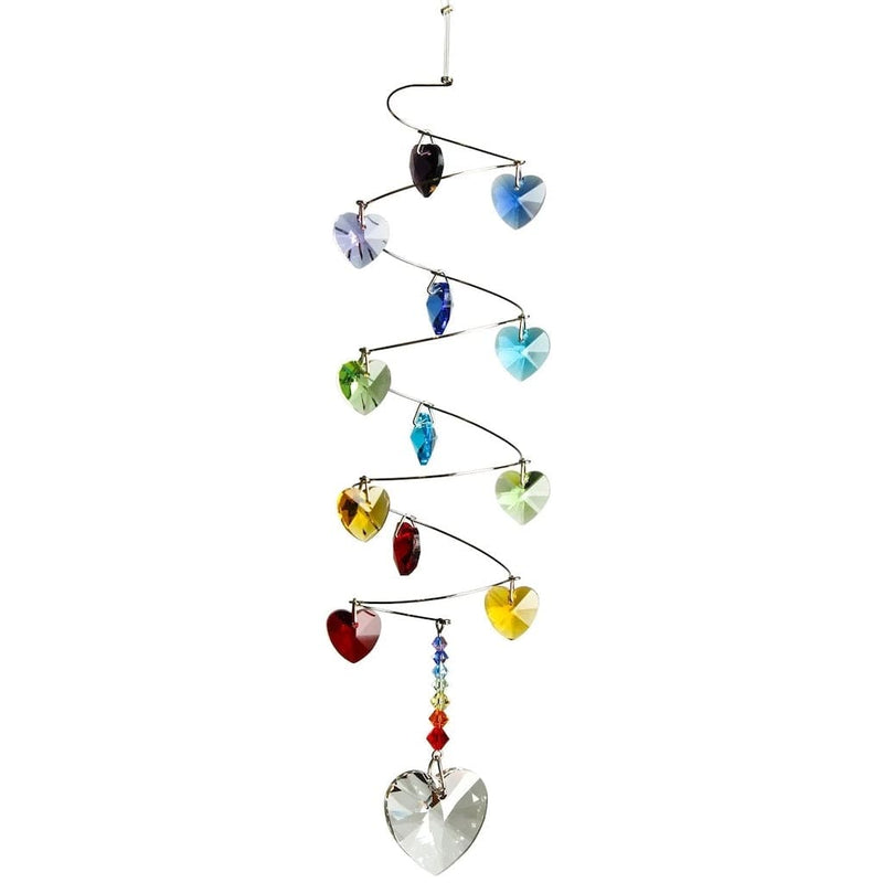 Crystal Spiral Wind Chimes with Rainbow Hearts by Woodstock Chimes