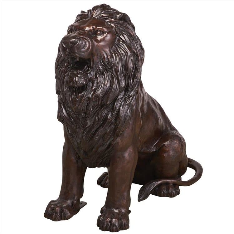 Sentinel Lion Cast Bronze Garden Statue Set by Design Toscano